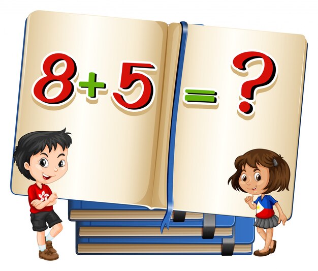 Niños y problema de matemáticas en el libro