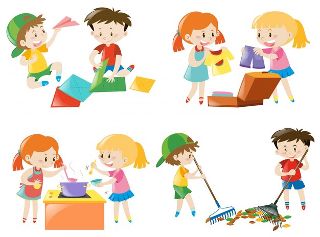Niños realizando diferentes actividades.