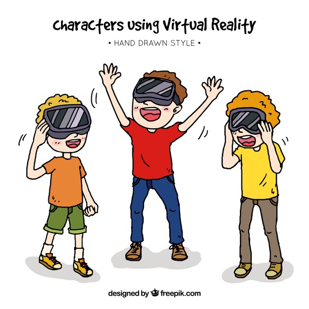 Niños sonrientes con gafas de realidad virtual