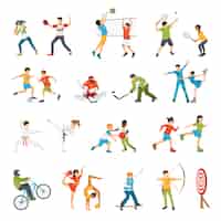 Vector gratuito niños sport icons set