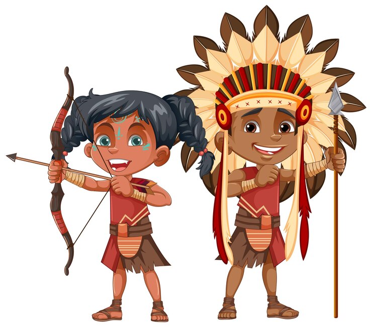 Vector gratuito niños de la tribu nativa americana