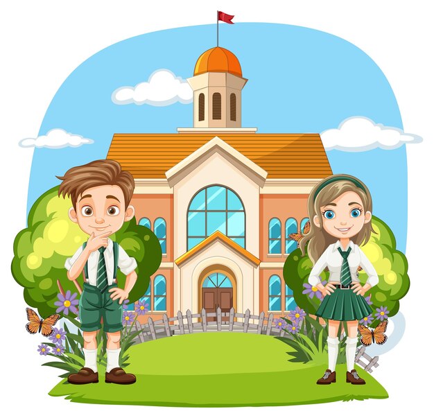 Niños con uniformes escolares