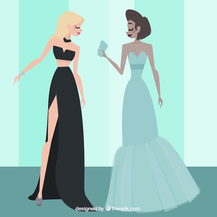Vector gratuito noche de fiesta, lindos vestidos  