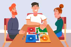 Vector gratuito noche de juegos de ludo con amigos