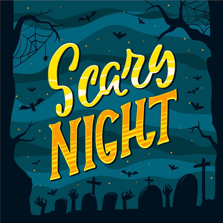 Vector gratuito noche de miedo - concepto de letras