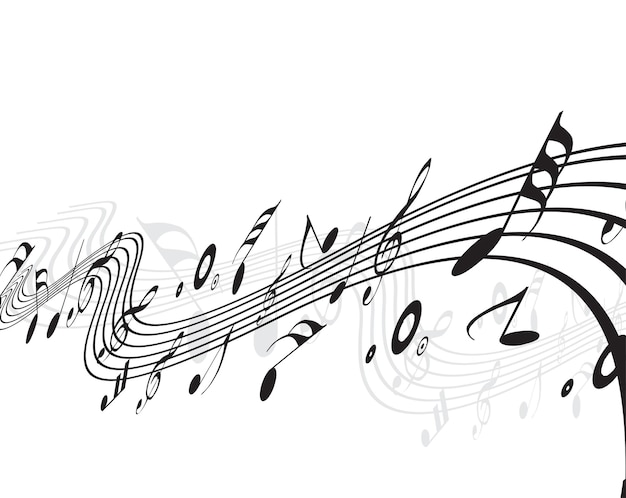 Vector gratuito nota musical con fondo de diseño de línea de onda