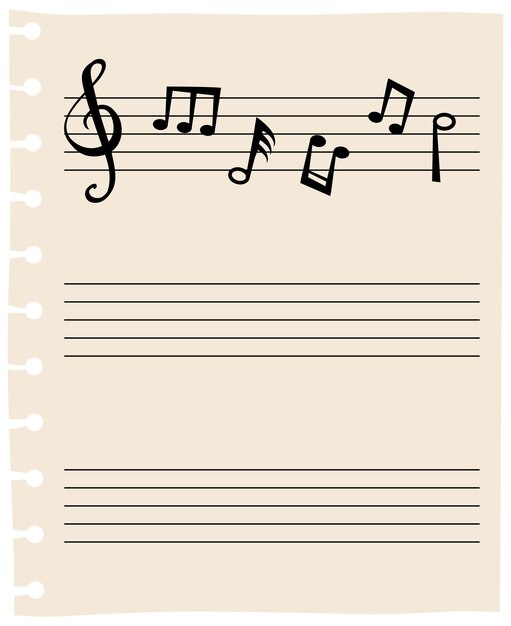 Notas musicales en las hojas de música