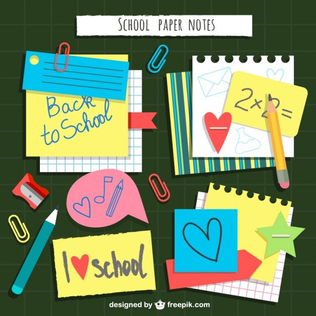 Notas de papel de colegio
