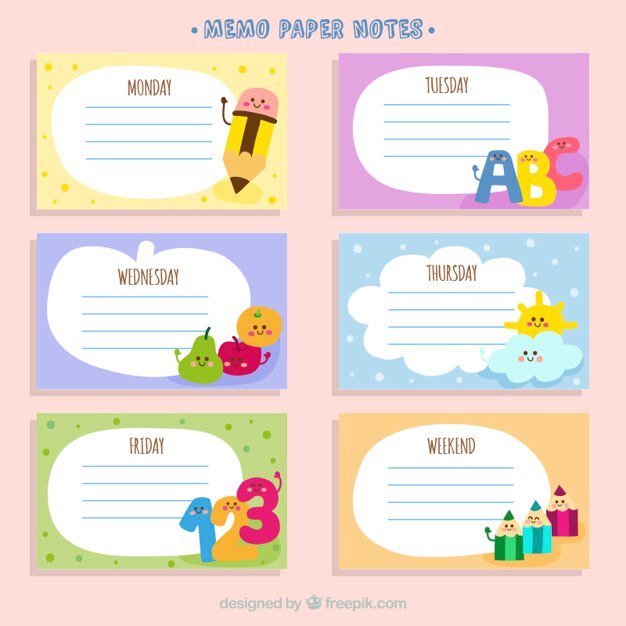 Notas de papel con dibujos