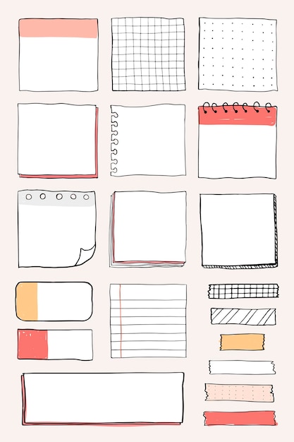 Notas de papel recordatorio en blanco conjunto de vectores