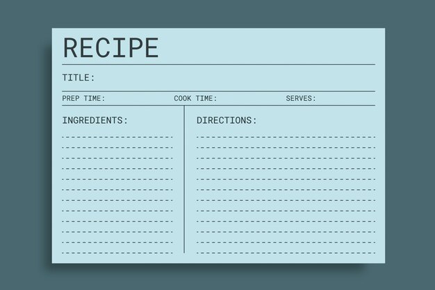 Notas de recetas de comida deliciosa