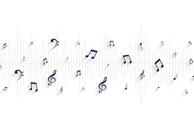 notas sonoras en fondo blanco para el evento de armonía o orquesta