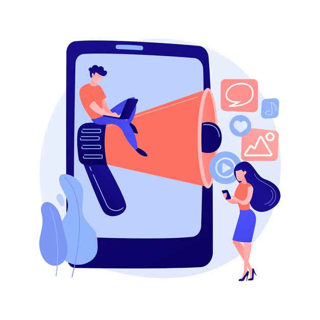 Noticias de redes sociales y consejos concepto abstracto ilustración vectorial. Marketing en redes sociales, noticias de algoritmos, promoción de perfil, consejos de participación, últimas actualizaciones, metáfora abstracta de consejos de contenido.