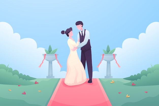 Vector gratuito novia y novio que se casan