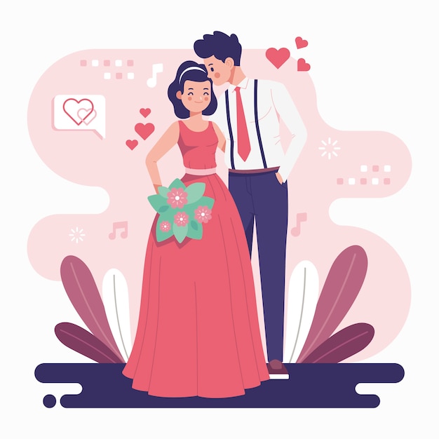 Novios en diseño plano