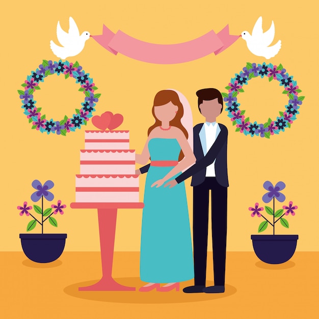 novios en estilo plano