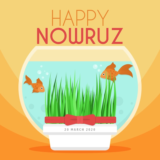 Vector gratuito nowruz feliz con pecera