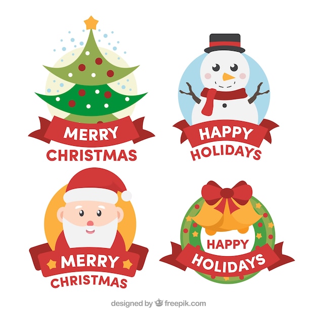 Nsignias coloridas de feliz navidad y felices fiestas