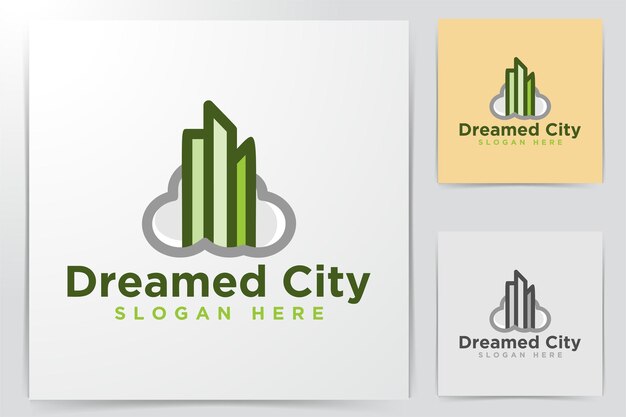 Nube, ciudad, ciudad soñada inspiración de logotipo aislado sobre fondo blanco.