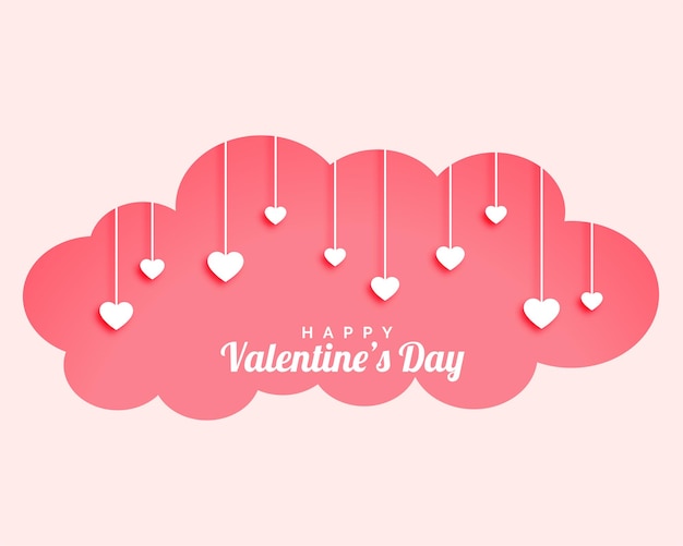 Vector gratuito nube del día de san valentín con diseño de corazones colgantes