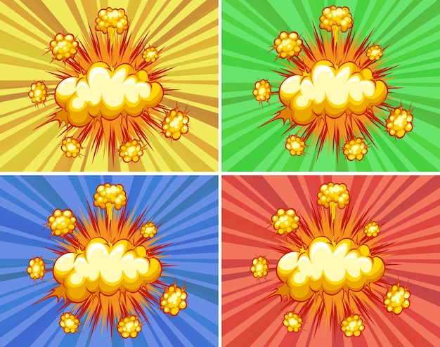 Vector gratuito nube explosiones con diferentes colores de fondo