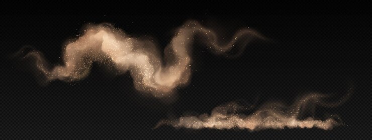 Vector gratuito nube de humo con partículas de arena y suelo