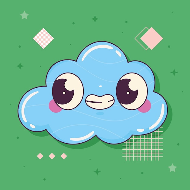 Vector gratuito nube kawaii estilo retro