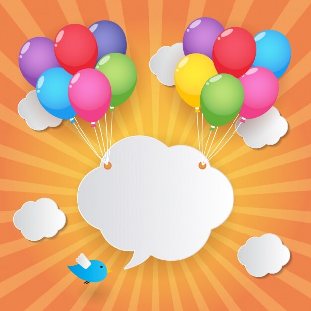 Nube sujetada por globos de colores
