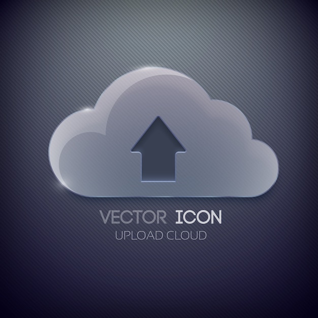 Nube de vidrio en blanco y flecha dirigida hacia arriba