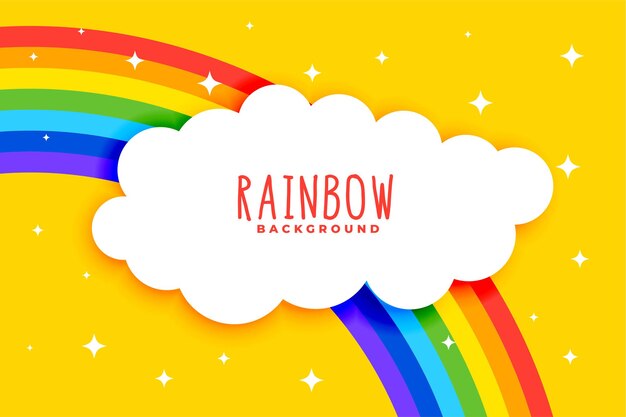 Nubes y arco iris sobre fondo amarillo