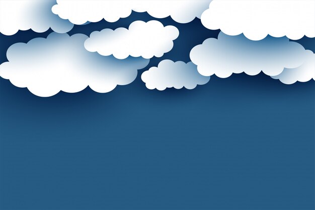Nubes blancas en diseño de fondo plano azul
