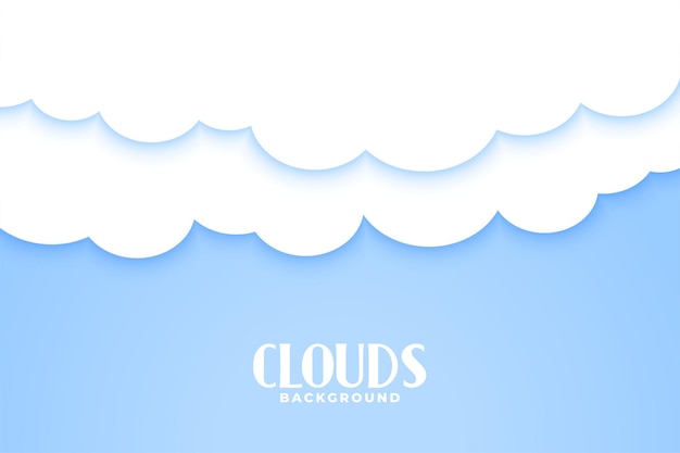 Nubes blancas en diseño de fondo plano azul