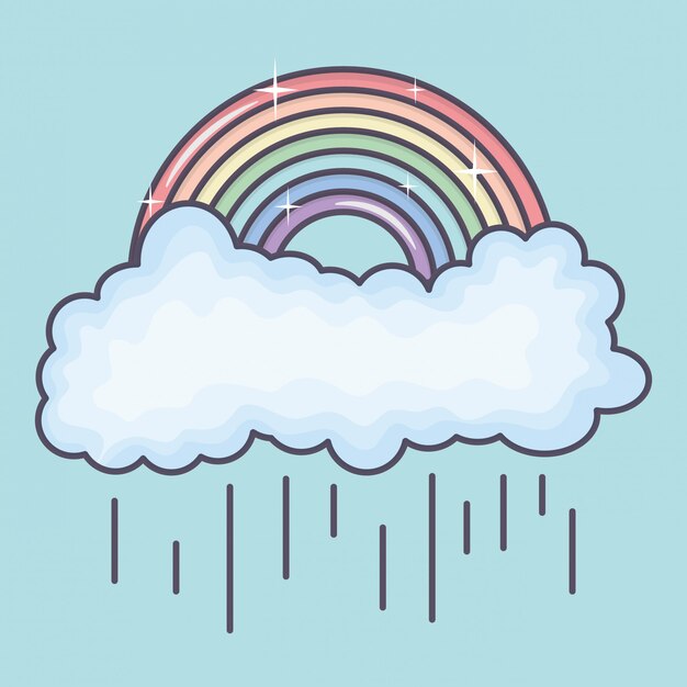 Nubes cielo lluvioso con clima arcoiris