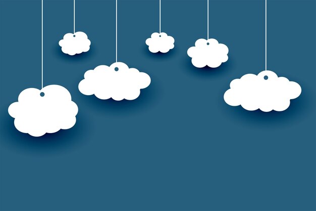 nubes esponjosas cortadas de papel con fondo en estilo colgante