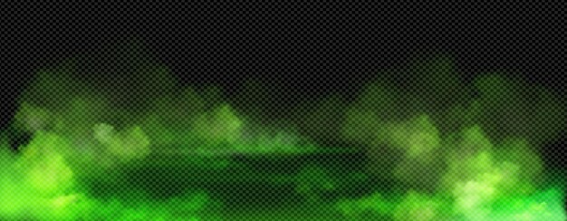 Nubes de gas verde realistas en transparente