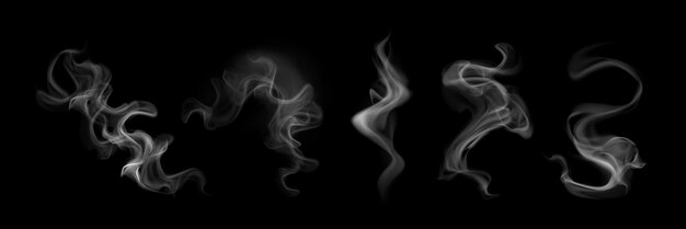 Nubes de humo aisladas sobre un fondo negro