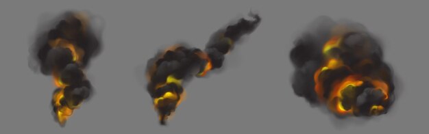 Nubes de humo negro de fuego ardiente