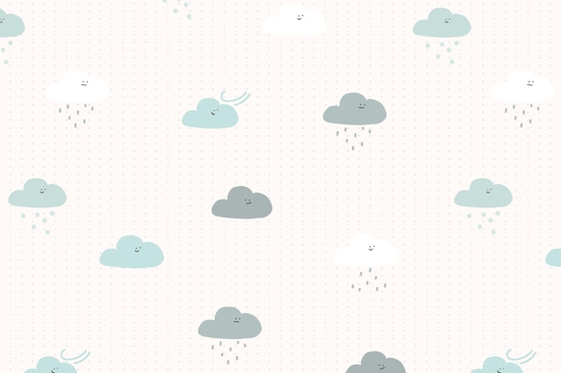 Vector gratuito nubes de patrones sin fisuras fondo vector lindo doodle para niños