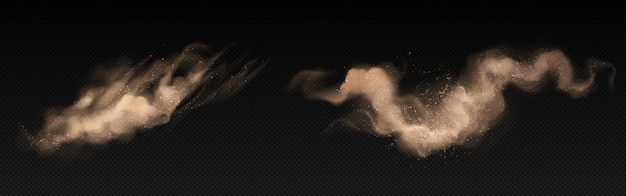 Nubes de polvo arenosas sobre un fondo transparente