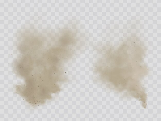 Nubes de polvo, humo aislado vectores realistas