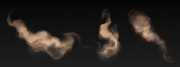 Nubes de polvo marrón sobre un fondo transparente
