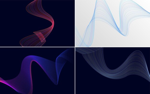 Nuestro paquete de 4 fondos vectoriales incluye líneas onduladas abstractas