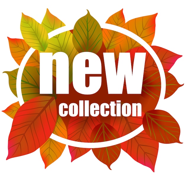 Vector gratuito nueva colección de letras en círculo. inscripción creativa en coloridas hojas de otoño.