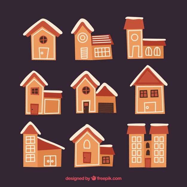 Nueve casas planas de jengibre