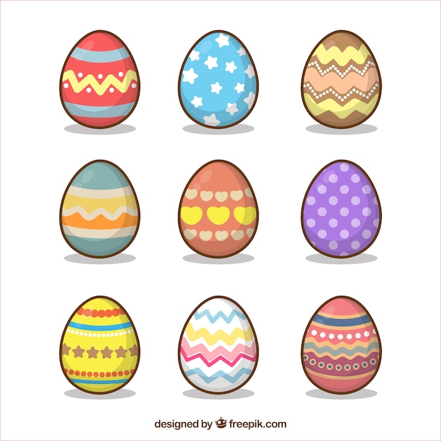 Nueve diferentes diseños de huevos de pascua