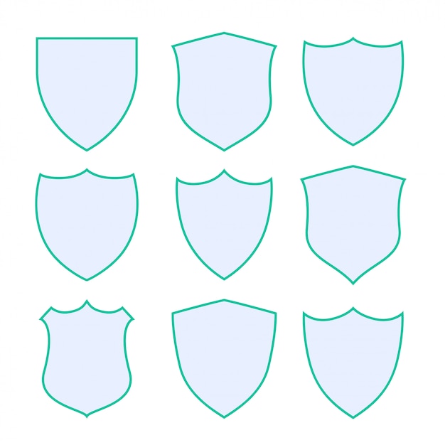 Nueve escudos de protección con borde verde