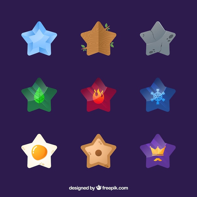 Nueve estrellas coloridas para juegos
