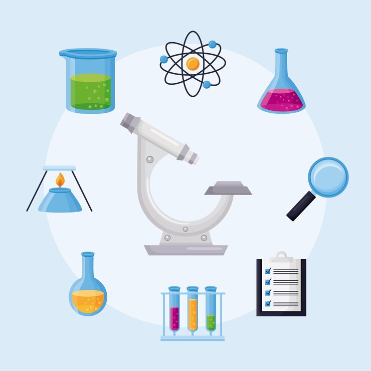 Vector gratuito nueve iconos de laboratorio de química
