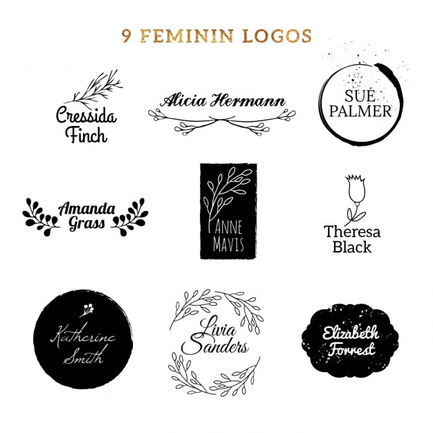 Vector gratuito nueve logotipos femeninos