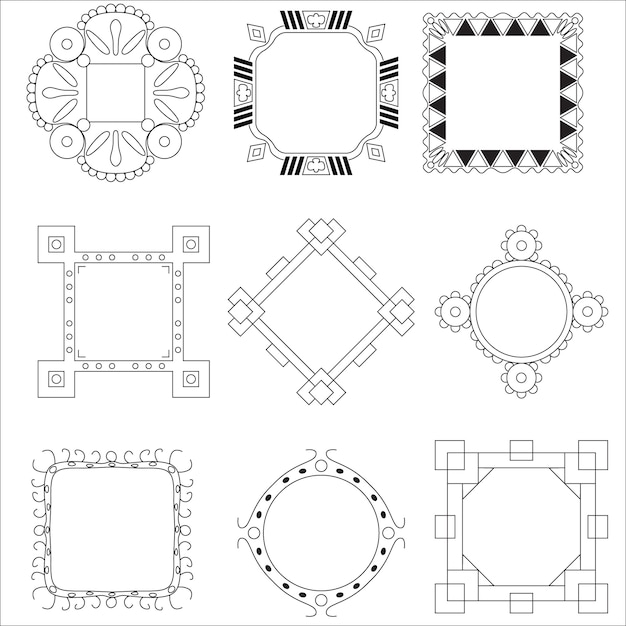 Vector gratuito nueve marcos ornamentales